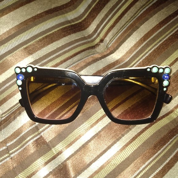 ❤️FENDI CAT EYE FF 0260/S 3H2/53 Black / Pink Turquoise Sunglasses main image 5